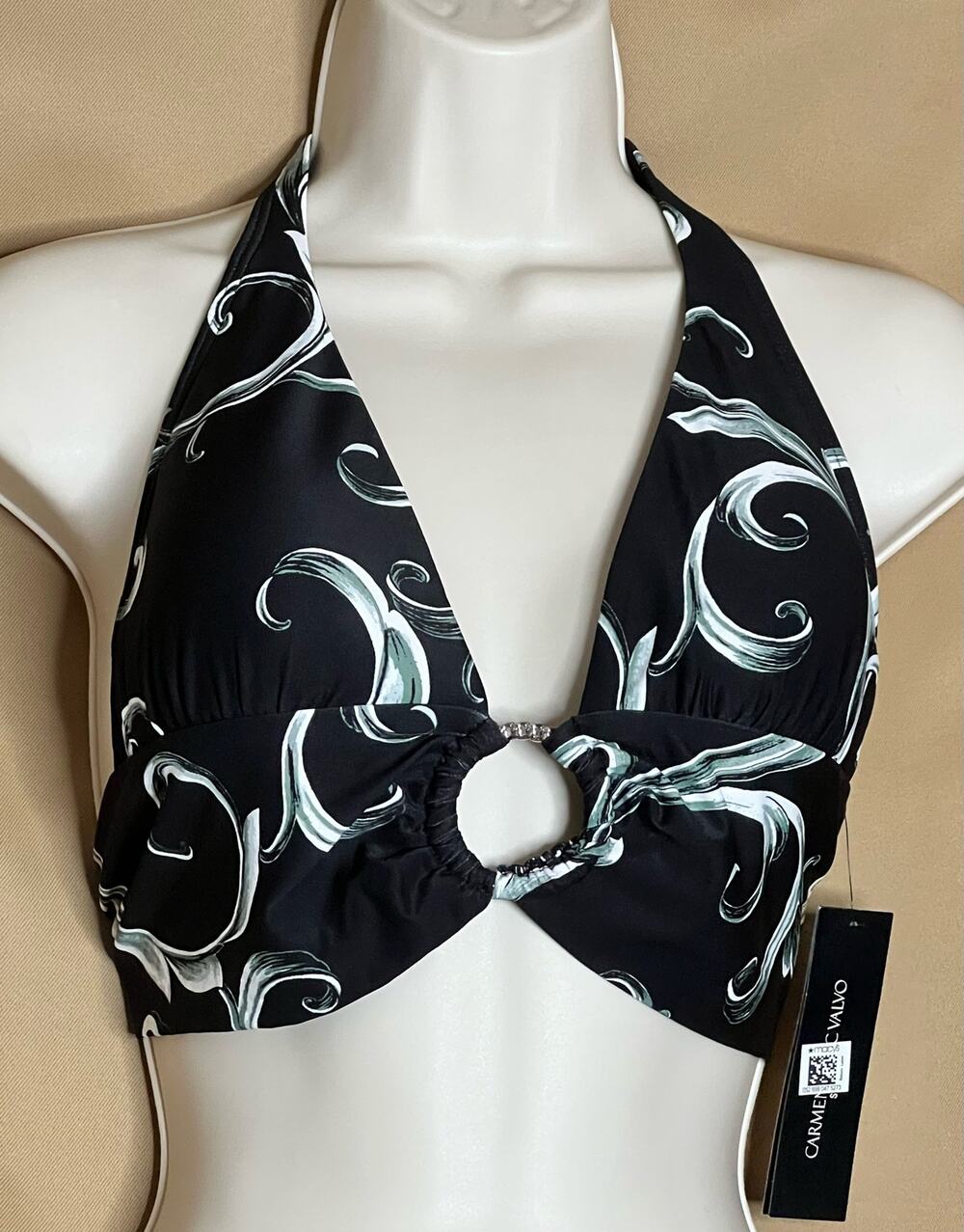 Carmen Marc Valvo Castello Scroll Ring Bikini Top S